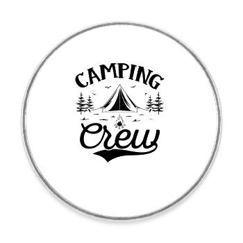 Camping Crew - Voyage en plein air, Randonnée, Nature - Magnet rond - blanc - Devant