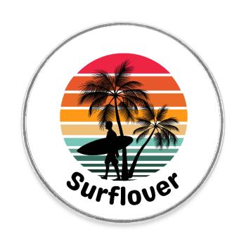 Surflover - Round  fridge magnet - white - Front