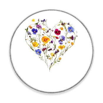 Heart of delicate blossoms - Spring-like - Round  fridge magnet - white - Front