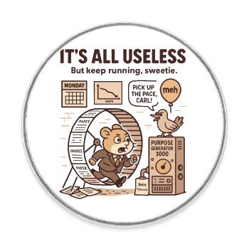 It's All Useless – Alles ist nutzlos Hamster - Runder Kühlschrankmagnet - Weiß - Vorne