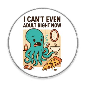Overwhelmed in the bathroom: octopus vs. everyday life - Round  fridge magnet - white - Front