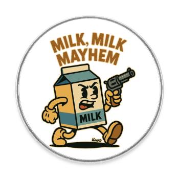 A milk, milk carton in retro madness - Round  fridge magnet - white - Front