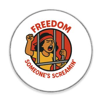 Cry for freedom - Round  fridge magnet - white - Front