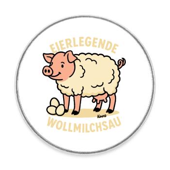 Egg-laying Woolly Milk Sow Cartoon - Round  fridge magnet - white - Front