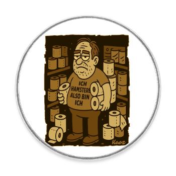 Je thésaurise, donc je suis – homme de papier toilette - Magnet rond - blanc - Devant