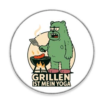 Les grillades sont mon ours de yoga - Magnet rond - blanc - Devant