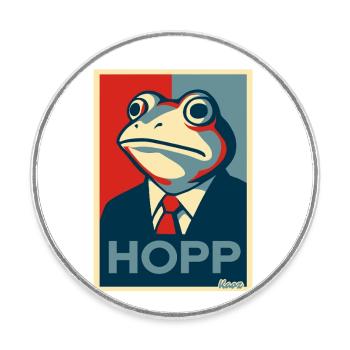 Frog in a suit with saying Hopp parody - Round  fridge magnet - white - Front