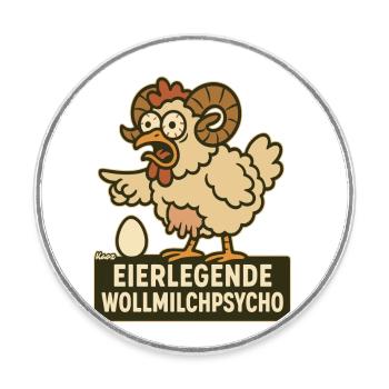 Stressed chicken with horns and wild look - Round  fridge magnet - white - Front