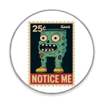 Zombie Hosen-Monster mit großen Augen und Zähnen - Runder Kühlschrankmagnet - Weiß - Vorne