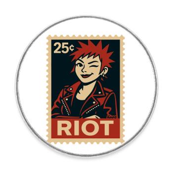 Femme punk avec une coiffure rousse - Magnet rond - blanc - Devant