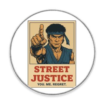 Straßenkämpfer Comic Retro Street Justice Shirt - Runder Kühlschrankmagnet - Weiß - Vorne
