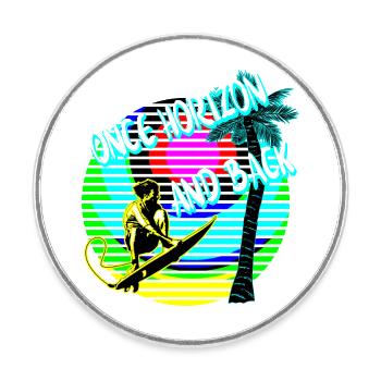 Once horizon and back Surfer Palme - Round  fridge magnet - white - Front