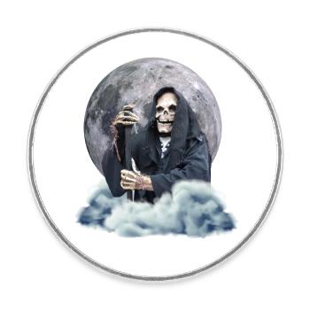 Totenkopf Sensenmann - Runder Kühlschrankmagnet - Weiß - Vorne