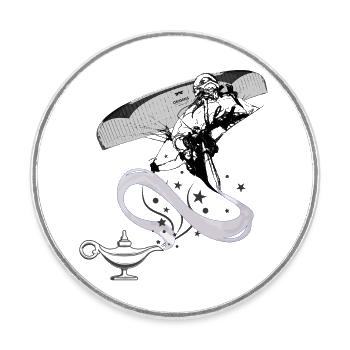 Vol en parapente à lampe magique - Magnet rond - blanc - Devant