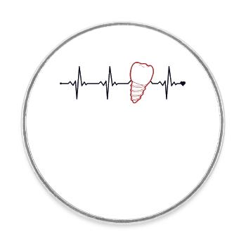 Laboratoire dentaire Tech Heartbeat Laboratoire dentaire Technicien dentaire - Magnet rond - blanc - Devant