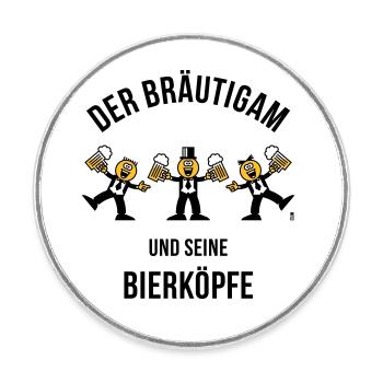 Der Bräutigam / Bierköpfe (Karikatur / 3C / B) - Runder Kühlschrankmagnet - Weiß - Vorne