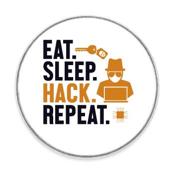 Manger Sleep Hack Répéter l’hameçonnage d’ingénierie sociale - Magnet rond - blanc - Devant