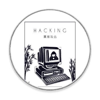 Hacking Chinese Hanzi Social Engineering Phishing - Runder Kühlschrankmagnet - Weiß - Vorne