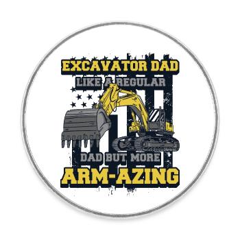 Excavator Dad Duty cycle crawler crane Excavator - Round  fridge magnet - white - Front