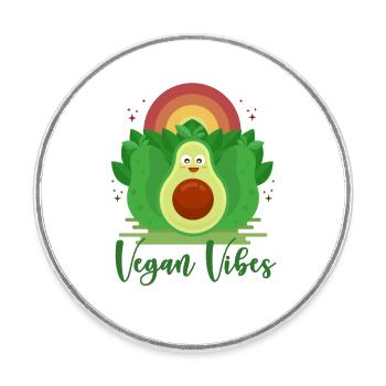 Vegan Vibes Vegan Vegans à base de plantes - Magnet rond - blanc - Devant