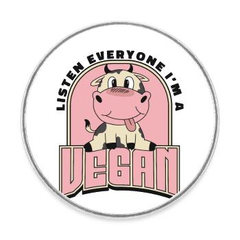 Ich bin Veganer Veganer Pflanzlich - Runder Kühlschrankmagnet - Weiß - Vorne