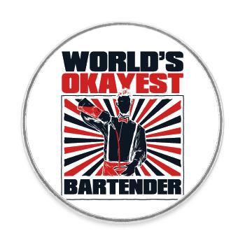 World's Okayest Bartender Mixologist Barmann - Runder Kühlschrankmagnet - Weiß - Vorne