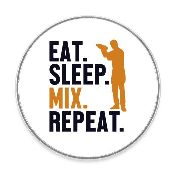 Eat Sleep Mix Repeat Bartender Mixologist Barman - Round  fridge magnet - white - Front