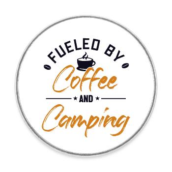 Alimenté par le café et les tentes de camping Glamping - Magnet rond - blanc - Devant