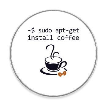 Sudo Install Coffee Informatiker Admin - Runder Kühlschrankmagnet - Weiß - Vorne