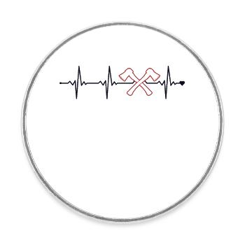 Concours de lancer de hache Heartbeat Axe Throwing - Magnet rond - blanc - Devant