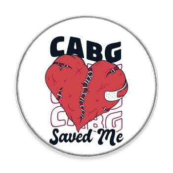 CABG m’a sauvé cathéter de stimulateurs cardiaques à cœur ouvert - Magnet rond - blanc - Devant
