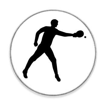 Joueurs de tennis de table - Magnet rond - blanc - Devant