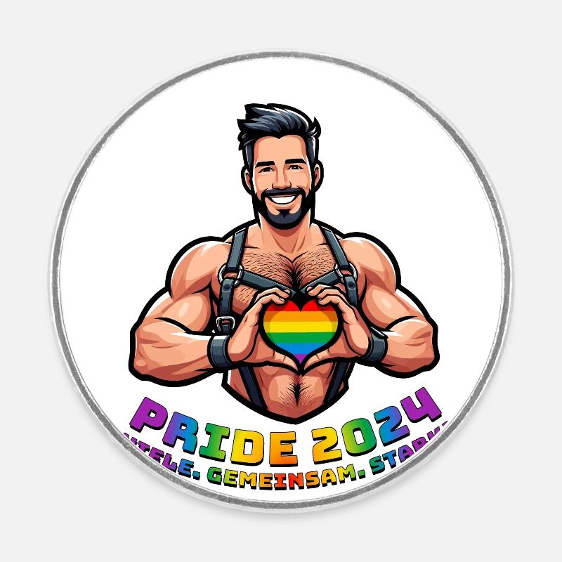 Pride 2024 - Beaucoup. Ensemble. Fort! - Magnet rond - blanc