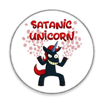 Satanic Unicorn - Round  fridge magnet - white - Front