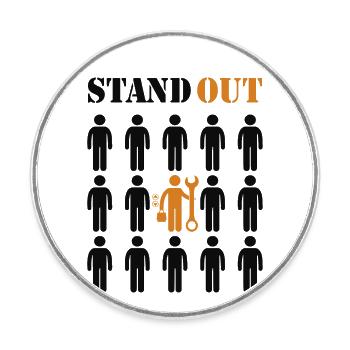Stand Out Repair Inspector Technician Elevator - Round  fridge magnet - white - Front