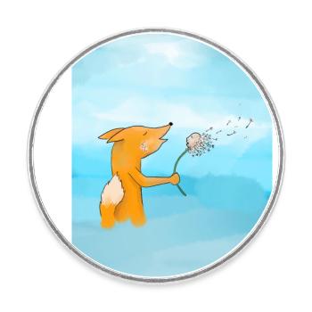 Fuchs und Blume - Runder Kühlschrankmagnet - Weiß - Vorne