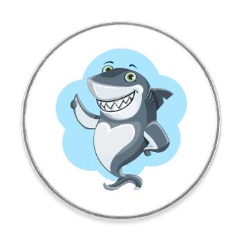 requin drôle - Magnet rond - blanc - Devant