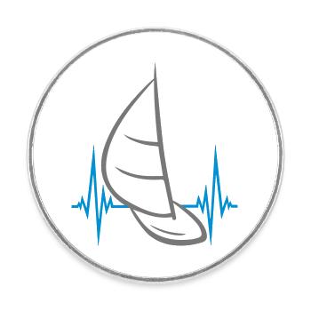 puls frequenz herzschlag meer wellen boot segeln s - Runder Kühlschrankmagnet - Weiß - Vorne