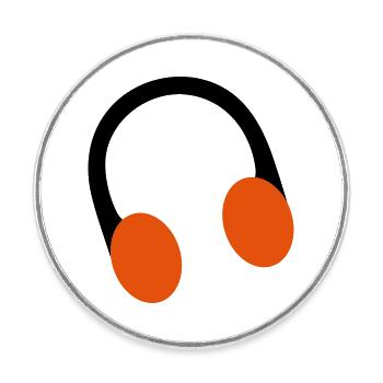 retro over ear headphone head phones - Round  fridge magnet - white - Front
