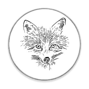 Visage de renard - Visage de renard - Magnet rond - blanc - Devant