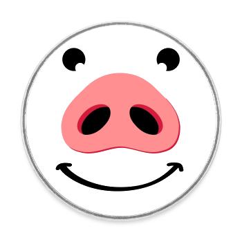 Pig nose happy face. Nose of a pig. - Round  fridge magnet - white - Front