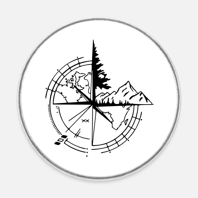 compass - Round  fridge magnet - white
