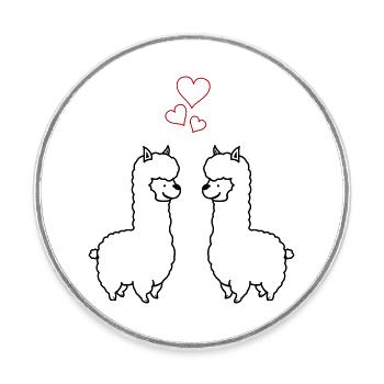 Amour de l’alpaga - Magnet rond - blanc - Devant
