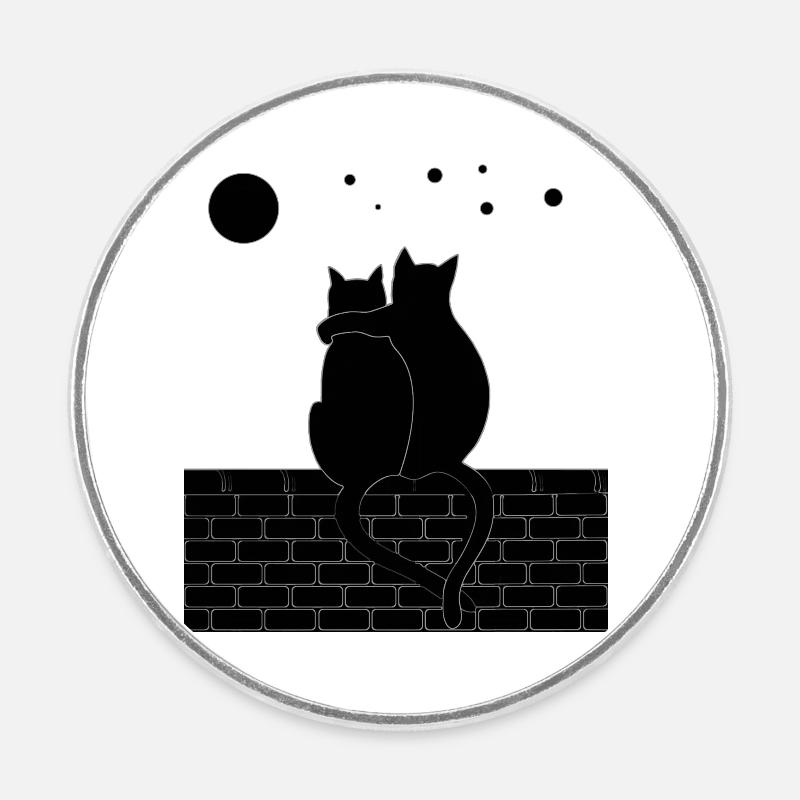 Cat and Cat - Runder Kühlschrankmagnet - Weiß