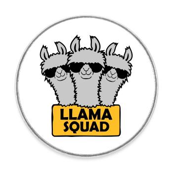 Conception de l’équipe Llama Squad - Magnet rond - blanc - Devant