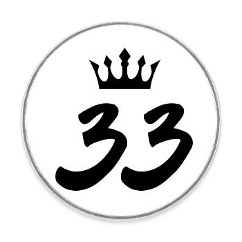 33 Number crown - Round  fridge magnet - white - Front