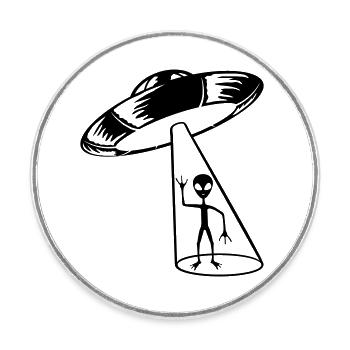 Beam Ufo Alien beckons - Round  fridge magnet - white - Front