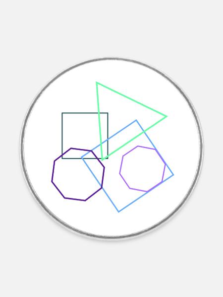 Geometrische Formen - Runder Kühlschrankmagnet - Weiß