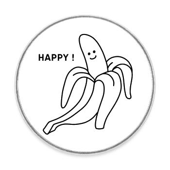 Happy banana - Round  fridge magnet - white - Front