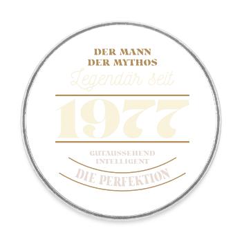 Der Mann der Mythos Legendär seit Jahrgang 1977 - Runder Kühlschrankmagnet - Weiß - Vorne